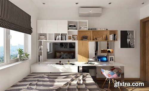 Modern Style Bedroom Interior Scene 16