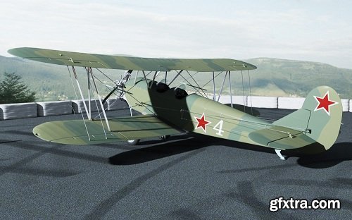 Po-2 Polikarpov Soviet biplane 3D model