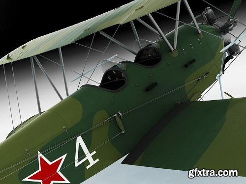 Po-2 Polikarpov Soviet biplane 3D model