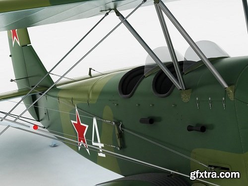 Po-2 Polikarpov Soviet biplane 3D model