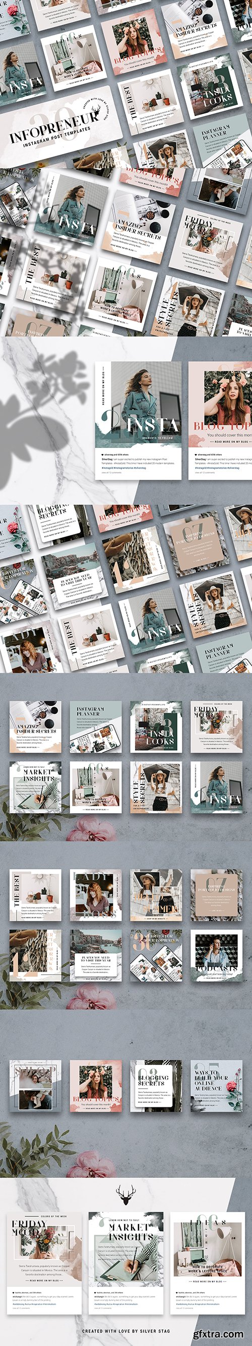 CreativeMarket - #Infopreneur - Instagram Posts Pack 3892533