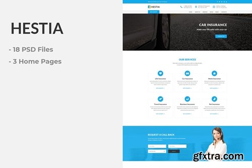 ThemeForest - Hestia - Insurance Agency & Business PSD Template 21721378