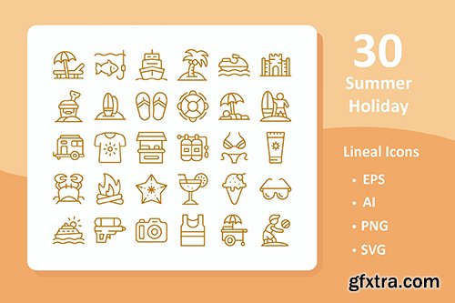 30 Summer Holiday Icons ( Line )