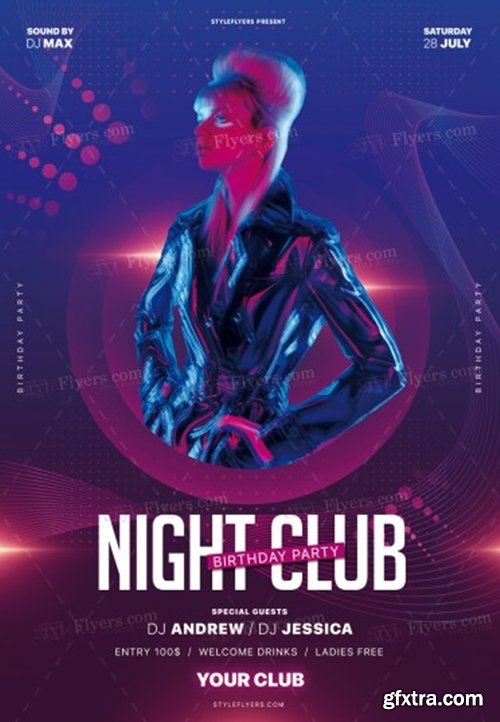 Night Club Birthday Party PSD Flyer Template