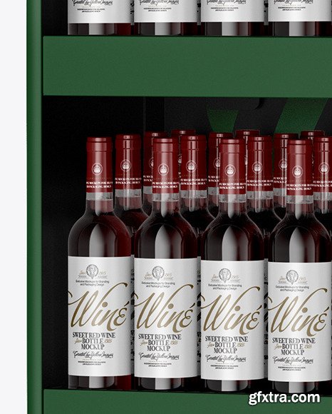 Stand with Red Wine Bottles Mockup 45594