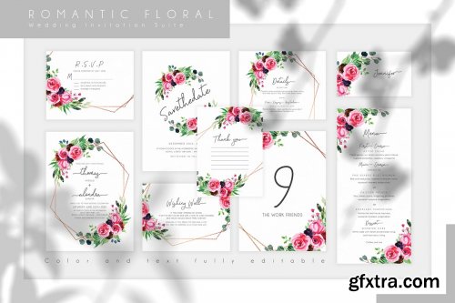 CreativeMarket - Romantic Floral Wedding Suite 3810578