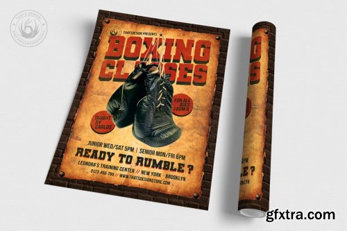 CreativeMarket - Boxing Classes Flyer Template 3830545