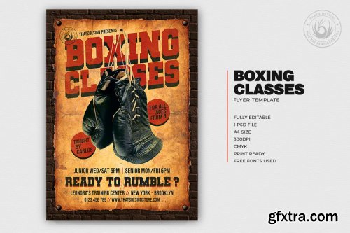 CreativeMarket - Boxing Classes Flyer Template 3830545