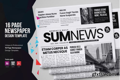 CreativeMarket - 16 Page Newspaper Design v4 3859348