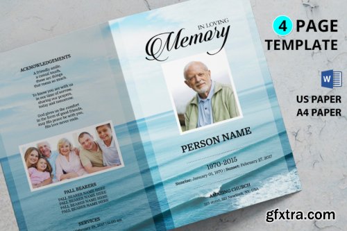 Sea beach funeral program template