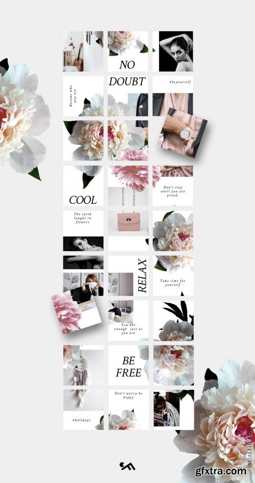 CreativeMarket - Instagram PUZZLE template - Peonies 3855110