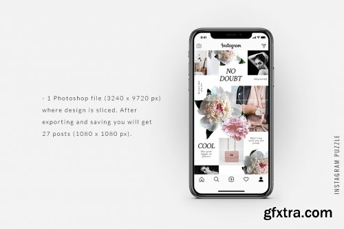 CreativeMarket - Instagram PUZZLE template - Peonies 3855110