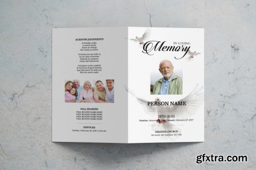 Dove funeral program template