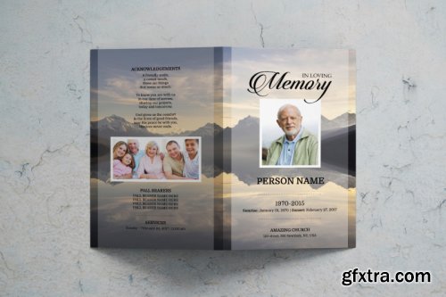 Mountain funeral program template