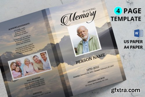 Mountain funeral program template