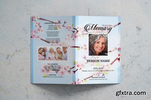 Cherry blossom funeral program template