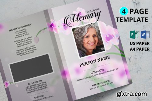 Orkit flower funeral program template