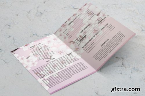 Cherry blossom funeral program template