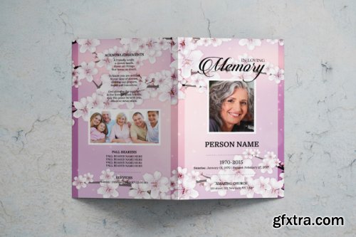 Cherry blossom funeral program template