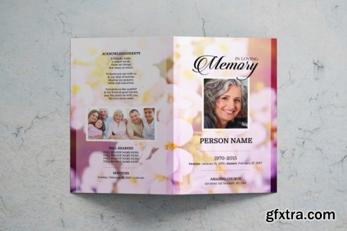 Pink orkit flower funeral program template