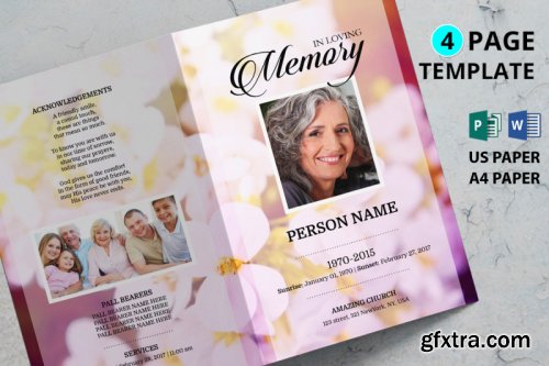 Pink orkit flower funeral program template