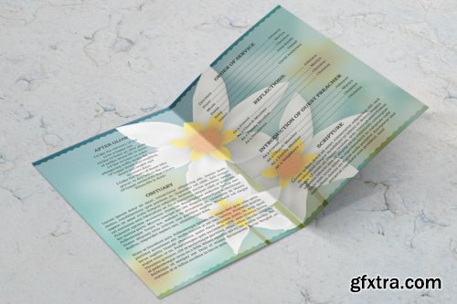 White flower funeral program template