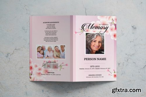 Cherry blossom funeral program template