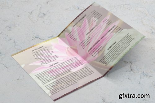 Pink flower funeral program template