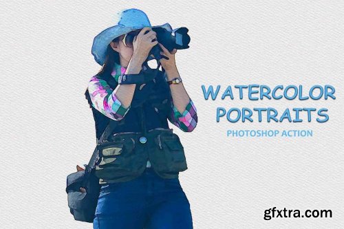 CreativeMarket - Watercolor Portraits - Ps Action 3757090