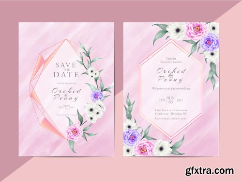 Elegant Floral Wedding Invitation Card Template Modern Style