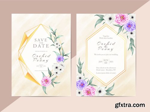 Elegant Floral Wedding Invitation Card Template Modern Style