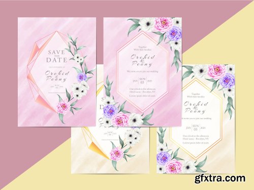 Elegant Floral Wedding Invitation Card Template Modern Style