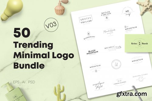 CreativeMarket - 50 Trending Minimal Logo Bundle V03 3875124