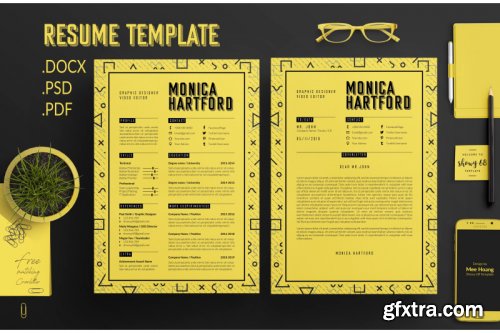 Retro Resume Template / CV template / Coverletter M