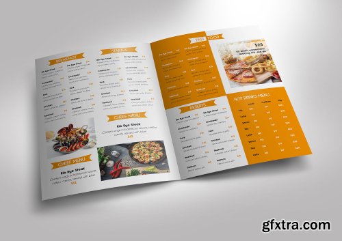 Food menu Bi Fold Brochure Template