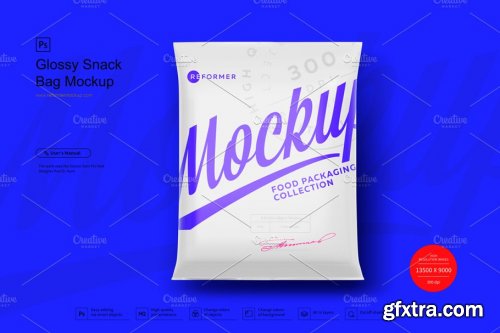 CreativeMarket - Glossy Snack Bag Mockup 3887902