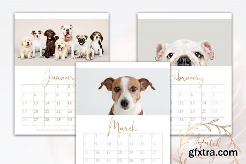 CreativeMarket - Printable Monthly Calendar 2020 Dogs 3895184