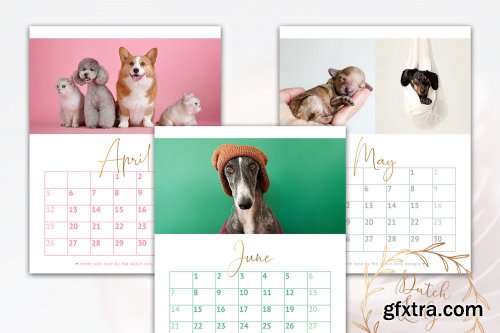 CreativeMarket - Printable Monthly Calendar 2020 Dogs 3895184