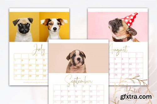 CreativeMarket - Printable Monthly Calendar 2020 Dogs 3895184