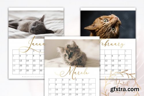 CreativeMarket - Printable Monthly Calendar 2020 Cats 3896026