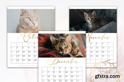 CreativeMarket - Printable Monthly Calendar 2020 Cats 3896026