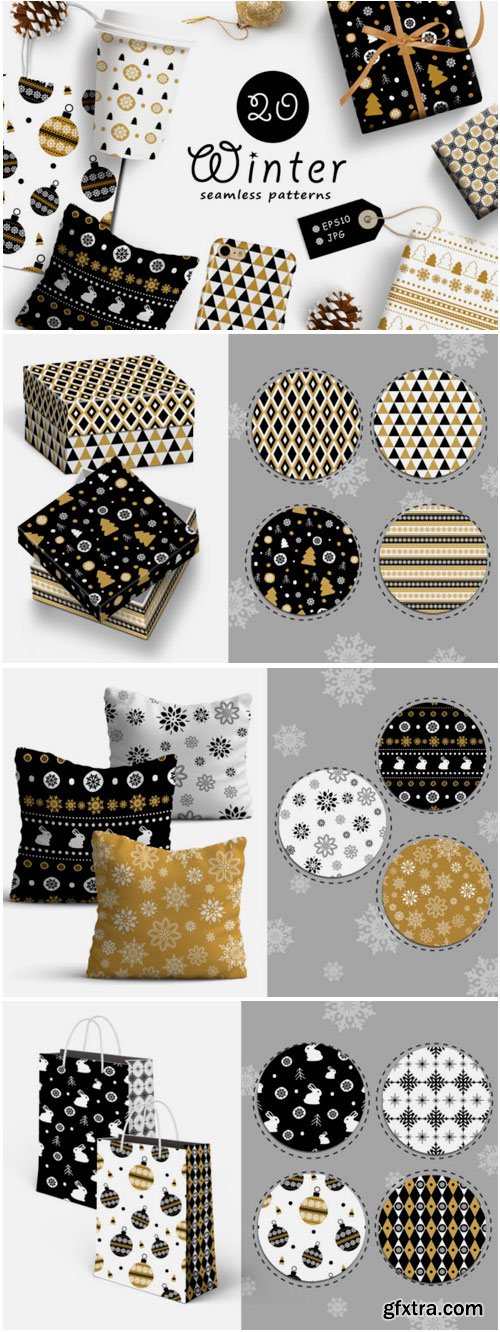 20 Winter Seamless Patterns 1552422