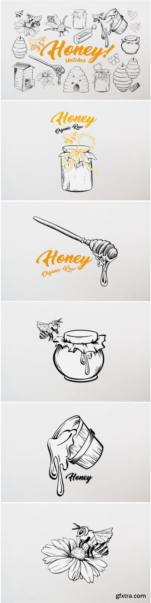 Honey Sketches Vector Drawings 1552750