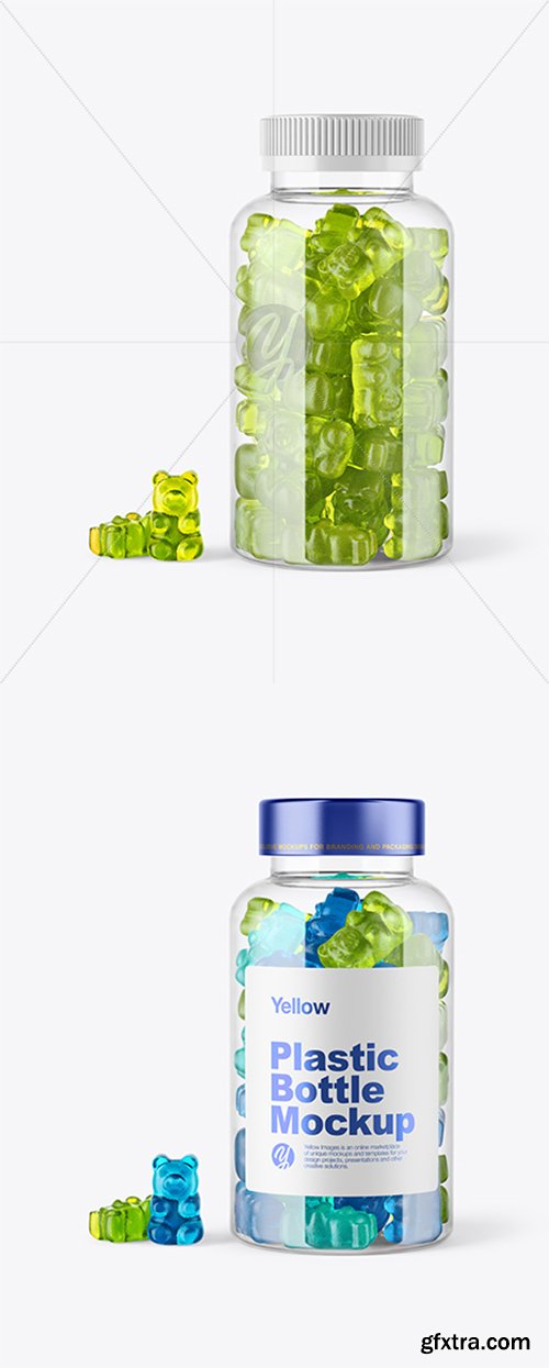 Plastic Bottle with Gummies Mockup 43381