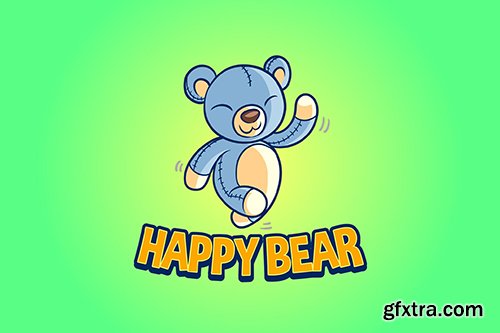 Happy Bear - Bear Doll Mascot Logo