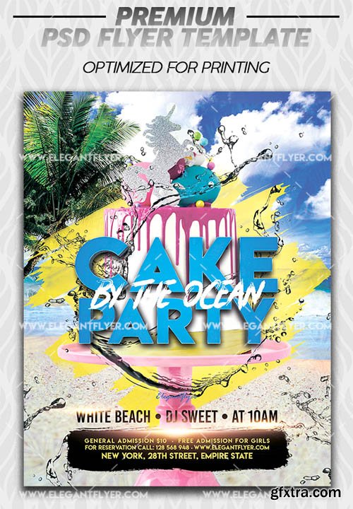 Cake by the Ocean Party V1 2019 Premium Flyer Template in PSD