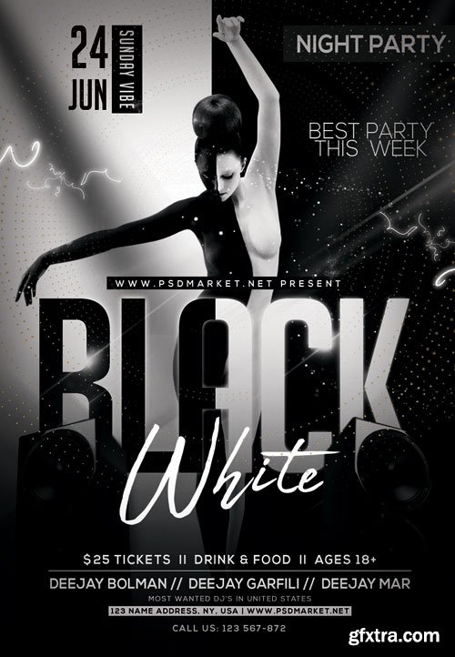 Black white party - Premium flyer psd template