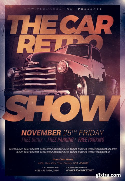 Car retro show - Premium flyer psd template