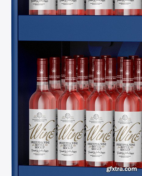 Stand with Rose Wine Bottles Mockup 45555