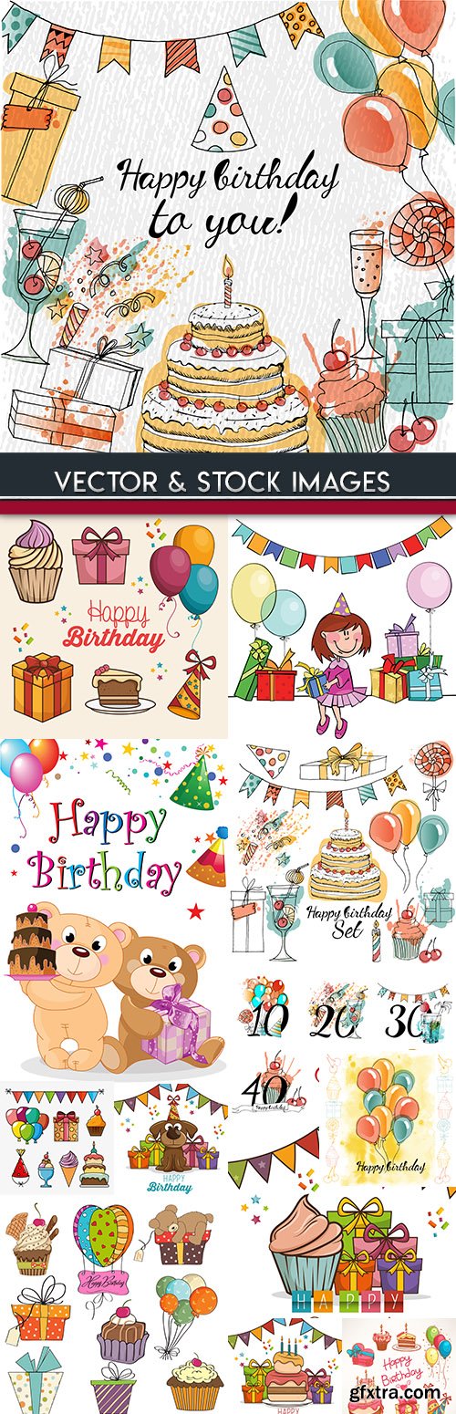 Happy birthday holiday invitation balloons and gifts 18